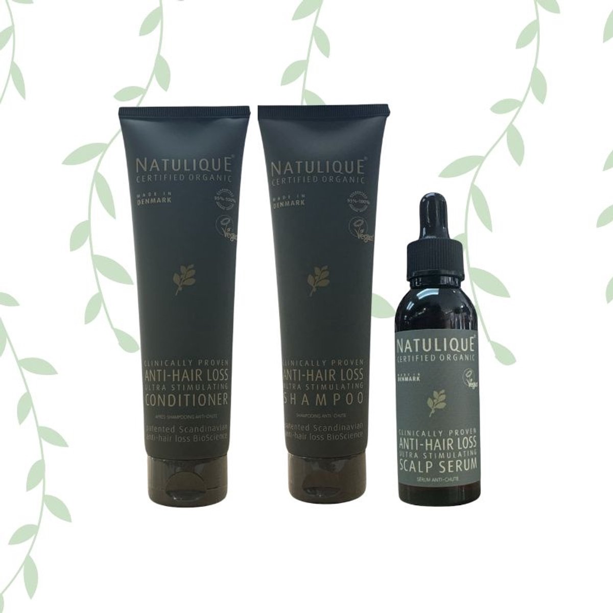 NATULIQUE TRIPPLE PACK - Anti Hair Loss Shampoo + Conditioner + Serum 2 x 150ml + 50ml