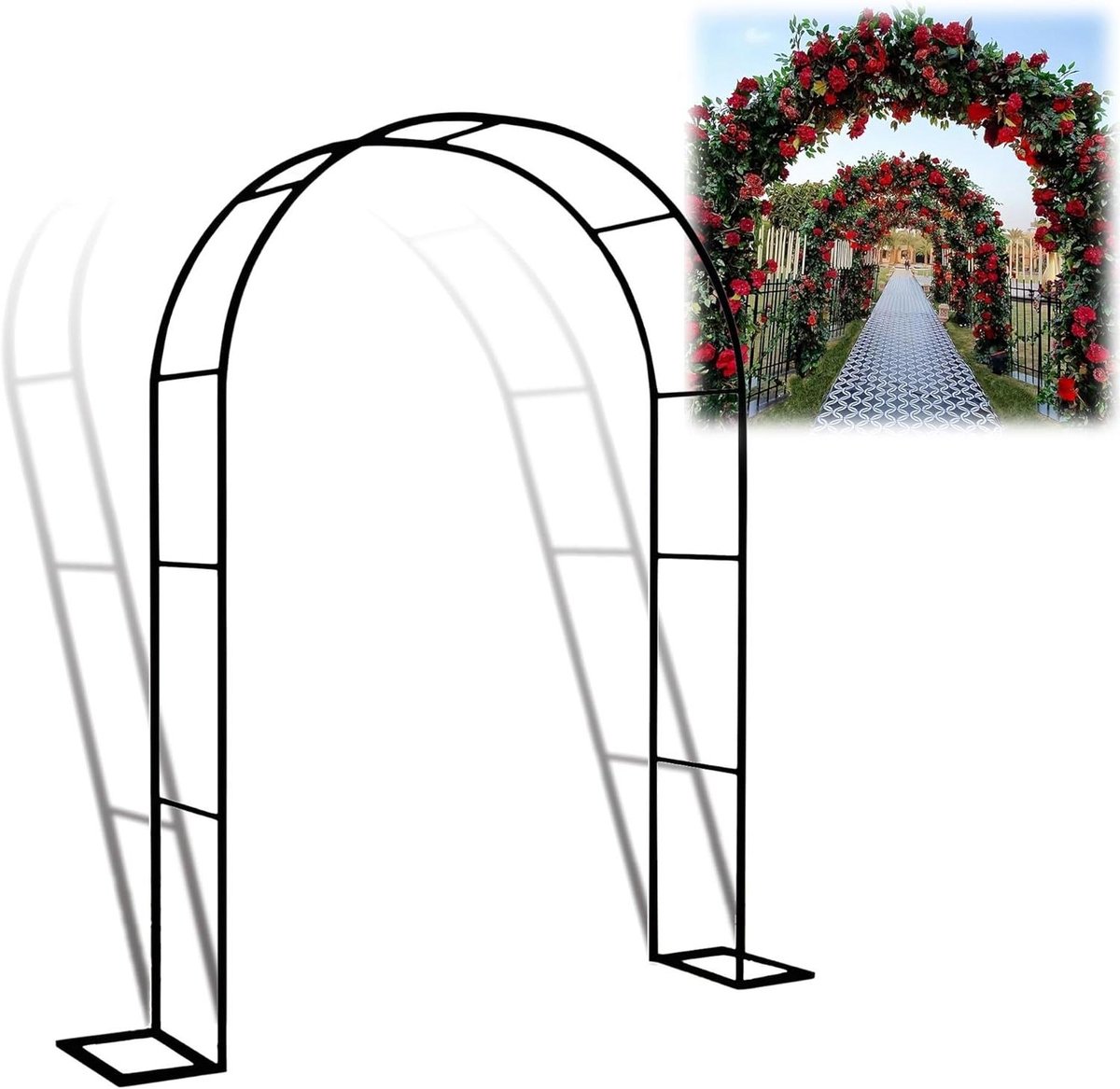 Tuinboog Metaal - Paviljoen Rozenboog - Bruiloft Decoratie - Smeedijzeren Frame - 2m x 2.3m - Zwart