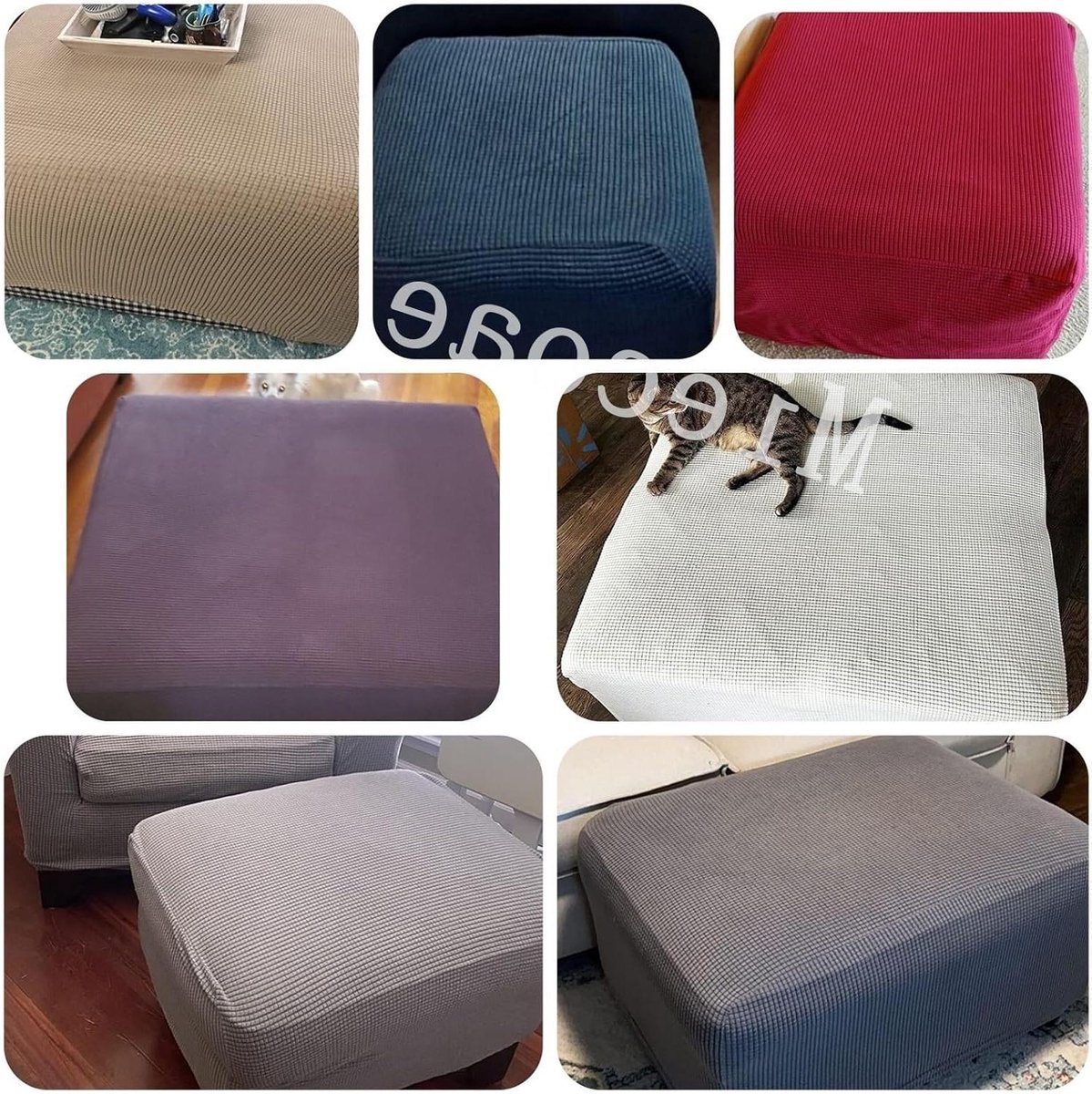 Ottoman Hoes - Voetenbank Cover - Woonkamer Decoratie - Super Stretch Stof - 41x64cm tot 79x97cm - Kleurrijk