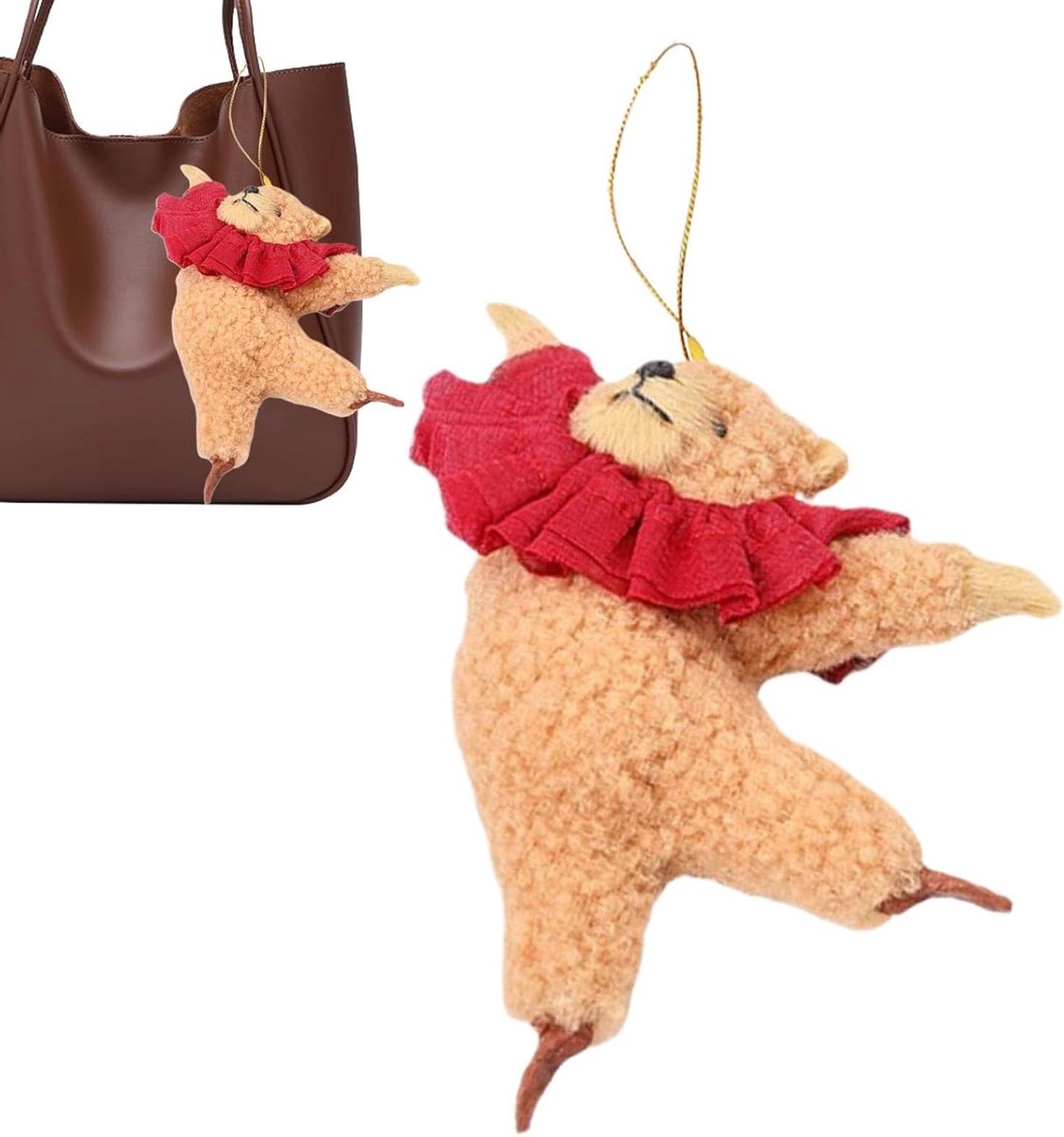 Beer Ornament - Dansende pop - Interieur decoratie - Dynamische schoonheid - 8x15x8 cm - Bruin