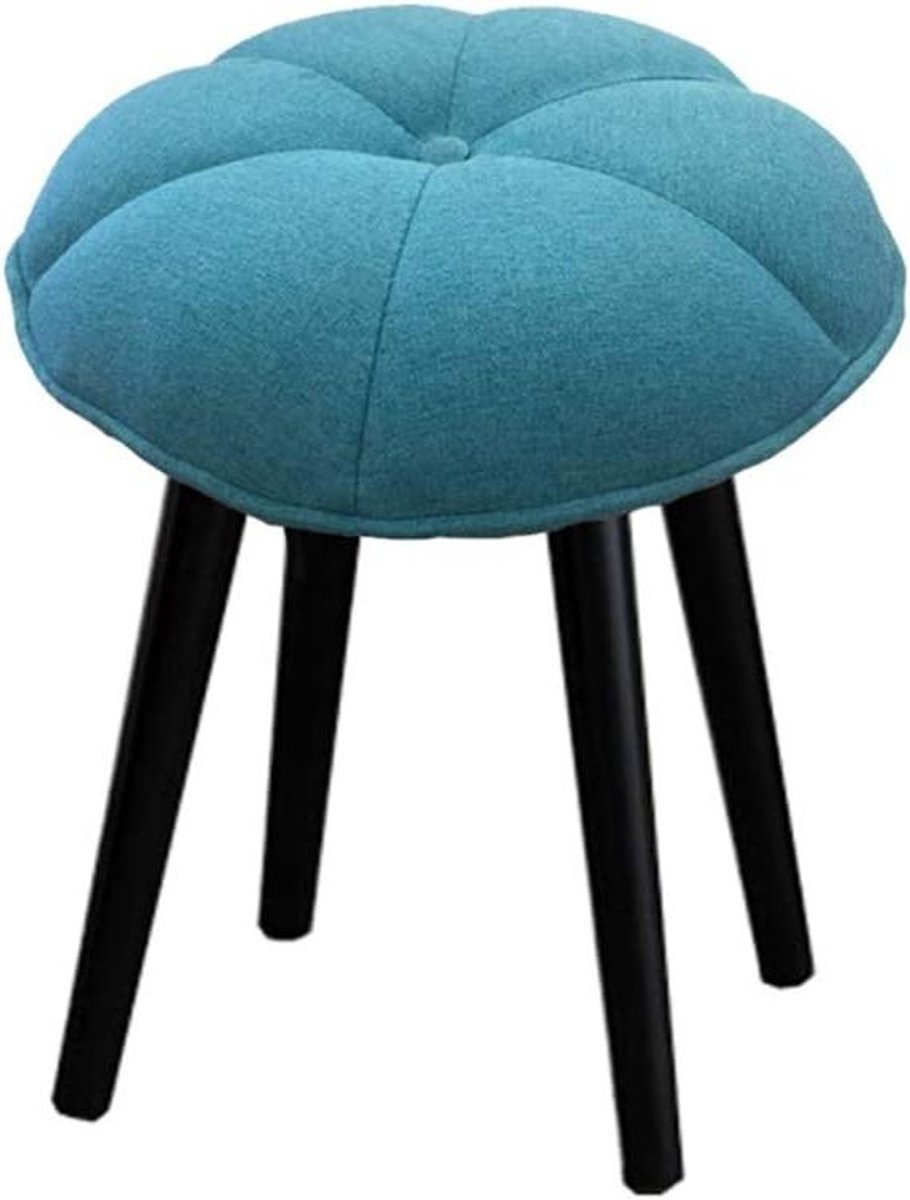 Kamerkruk - Voetenbank Poef - Zitten en Ontspannen - Gestoffeerd met Linnen - 43x45cm - Veelkleurig