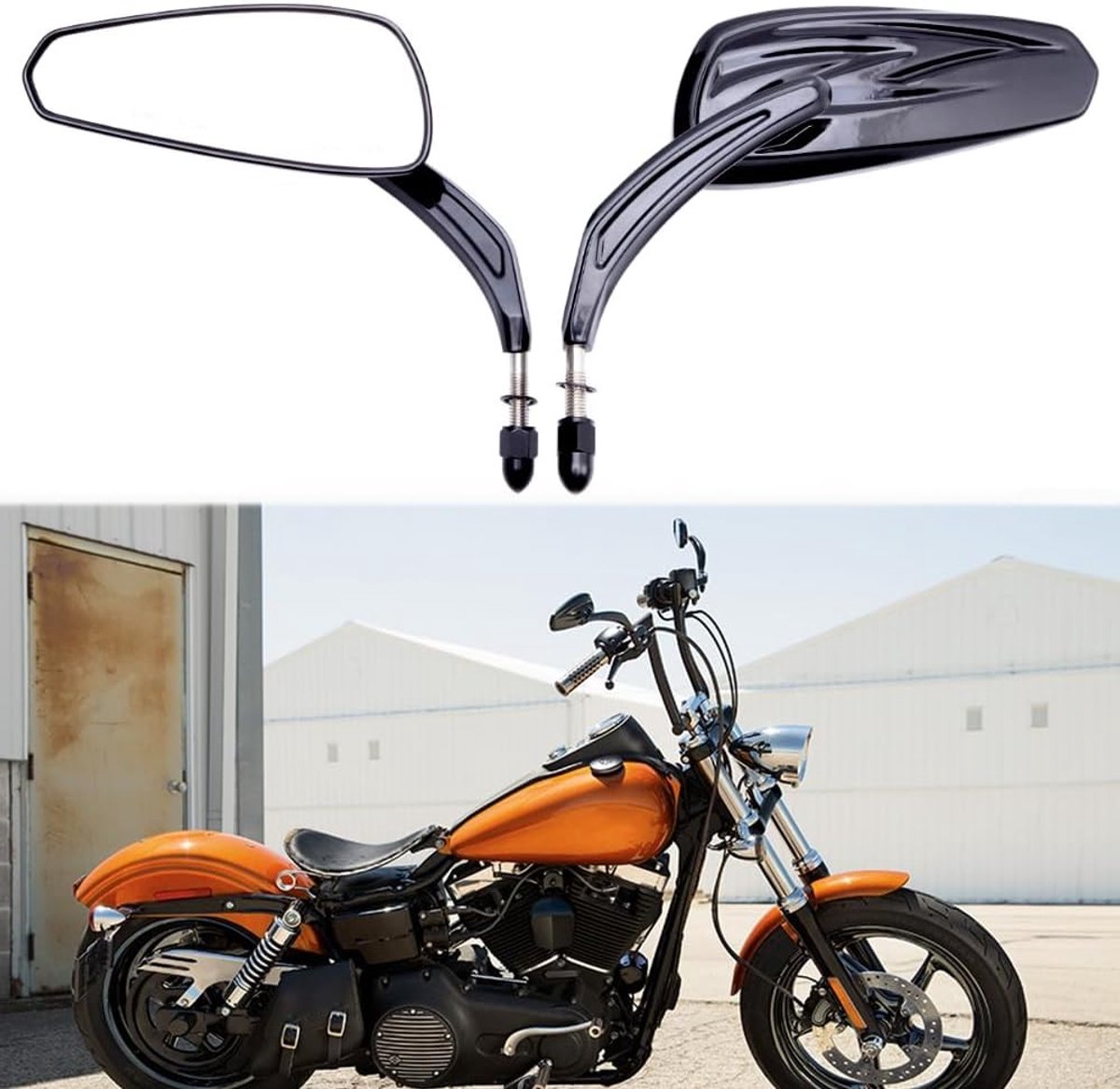 8mm Spiegel voor Harley Davidson Softail Slim, Heritage, Breakout, Roadster en Sportster 1200 - Hoogwaardige Motoraccessoires en Verlichting