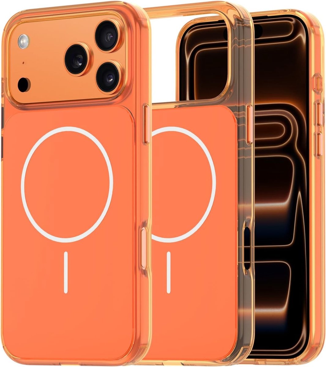 Rugged Beschermcase voor iPhone 17 Pro Max 6.9 Inch met MagSafe, Anti-Geelheid en Magnetische Bevestiging - Oranje Veiligheid en Stijl