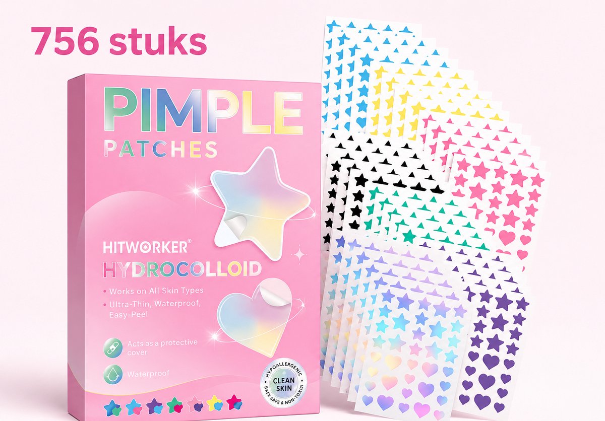 Hitworker - Acne pleisters Hypoallergeen - 756 stuks - met Hydrocolloïd - Waterproof - ultradun- voor alle huidtypen
