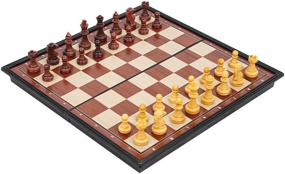 Schaakbord Set - Strategie Spel - Reizen en Leren - Magnetisch en Opvouwbaar - 24 x 24 cm - Zwart