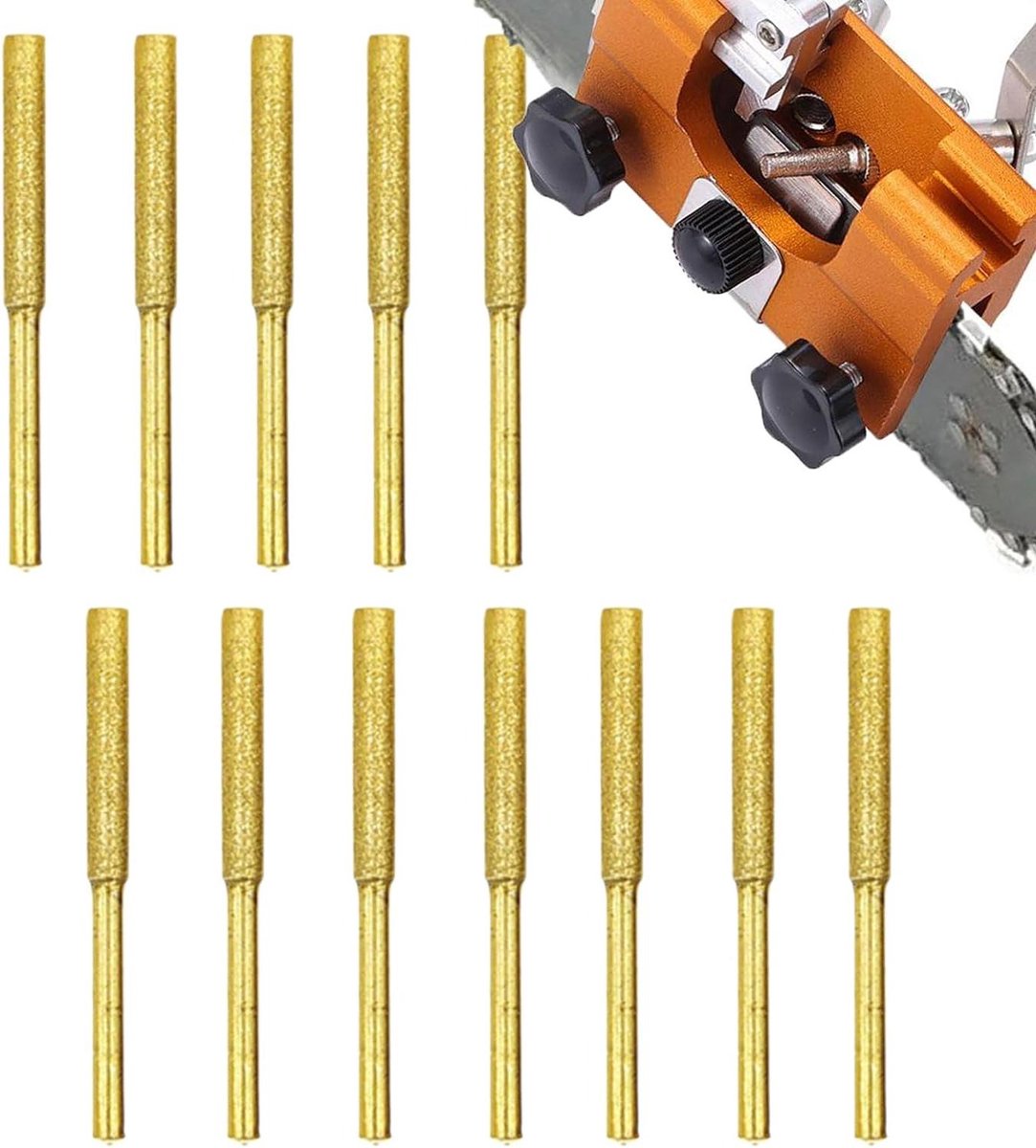 Kettingzaag Slijpbit - Slijpsteen Assortiment - Ketting Onderhoud - Titanium Gecoat - 3 Maten - Veelkleurig