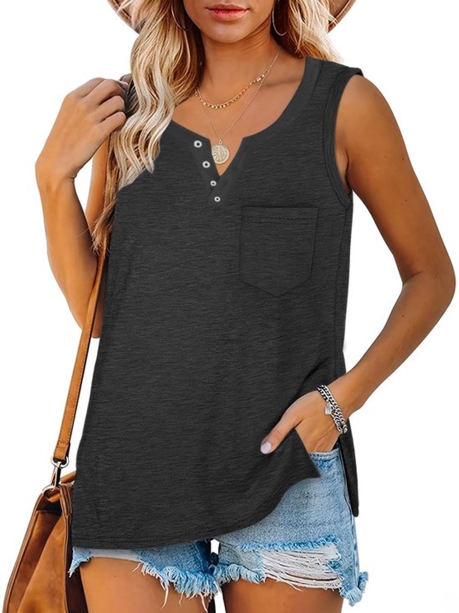 Dailygoods- T-shirts XL Donkergrijs Dames Korte Mouwen Zwart