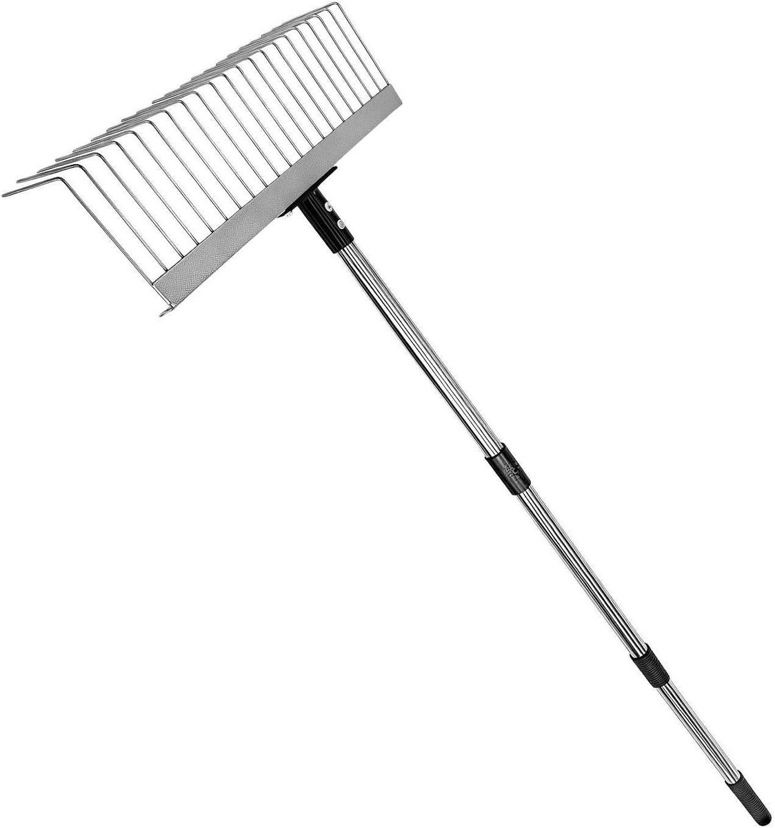 Bladhark met Metalen Tanden - Tuingereedschap Hark - Bladeren Opruimen - Ergonomisch Antislip Handvat - Tot 125 cm Uitschuifbaar