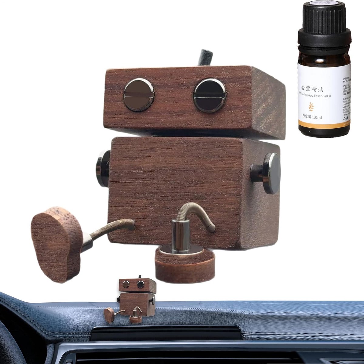 Houten Poppetje - Auto Verfrisser - Auto Interieur - Bewegende Voetjes - 5.7 cm - Houtkleur