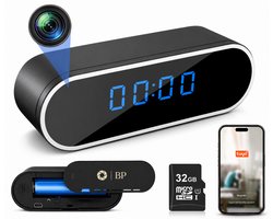 BP® Spy Camera Klok - Verborgen Camera - Afluisterapparatuur - Spionage Camera - Werkt met App - Bewegingsdetectie - Nachtzicht - FULL HD 1080P - Inclusief 32 GB SD Kaart - Nederlandse Handleiding