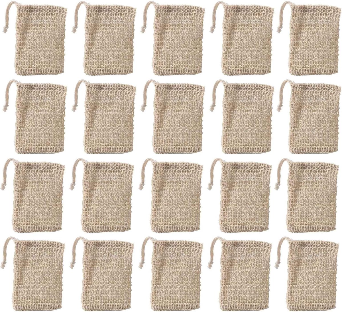 Zeepzakjes - Sisal zakjes - Douchen en scrubben - Natuurlijk sisal materiaal - 50 stuks - Natuurlijk