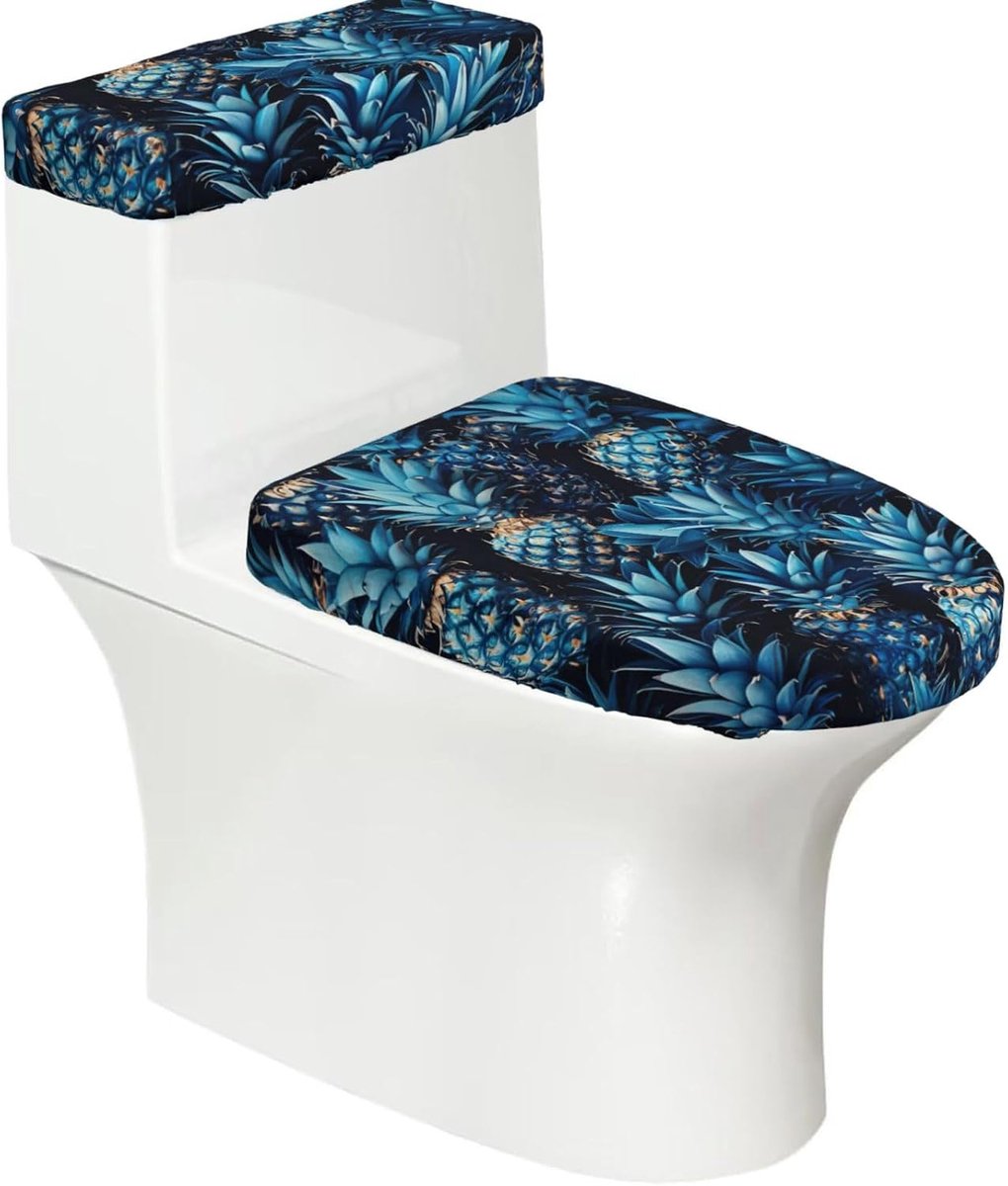 Toilet Dekselhoezen - Toilet Accessoires - Hygiënisch en Decoratief - Rekbaar Polyester - 2 Stuks - Zwart