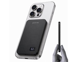 Qelvori Ultra Dunne Magnetische Powerbank 5000mAh - 20W USB-C Snellader - 15W Draadloos Opladen - MagSafe Compatibel - Geschikt voor iPhone 17/16/15/14/13/12 series & Android- LED Display- Noodpakket