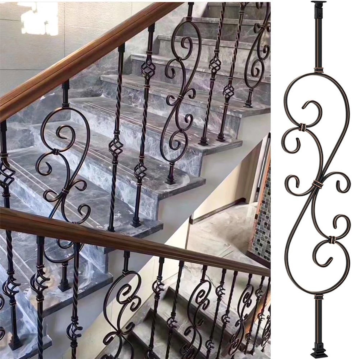 Smeedijzeren Balusters - Trapleuning Palen - Hekwerk Verfraaien - Roestwerende Coating - 5 Stuks 95cm - Brons