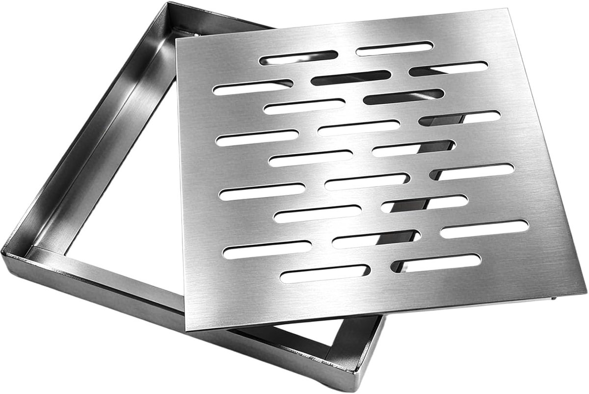 Vloerafvoer RVS - Afvoerrooster Vierkant - Efficiënte Drainage - Antislip Geborsteld Oppervlak - 150 x 150 mm - Zilver