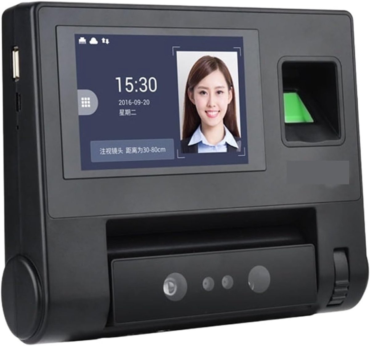 Tijdregistratiesysteem - Gezichtsherkenning - Personeel Registreren - Multifunctionele Identificatie - 4 inch Touchscreen - Zwart