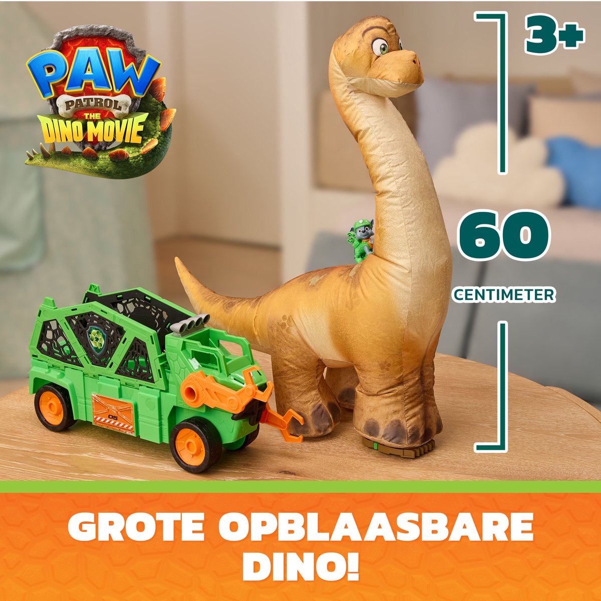PAW Patrol - De Dino Film - Megasaurus Dino -Voertuig met een opblaasbare speelgoeddinosaurus van 76,2 cm en Rocky-actiefiguur — cadeau in Spellen & Speelgoed - foto 4