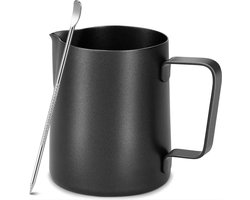 Opschuimkan met Pen - Melkkan Barista - Koffie Maken - Precisie Giet Tuit - 350 ML - Zwart