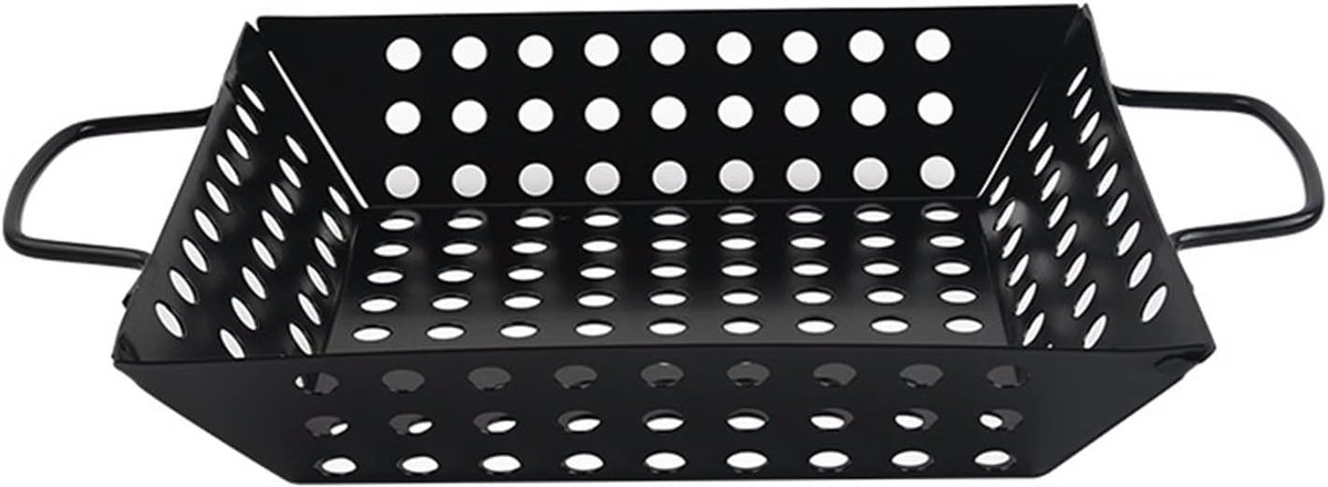 Grillmandje Grillplaat BBQ Bakplaat Groente Buiten Grillen Antiaanbaklaag 32 x 20 cm Zwart