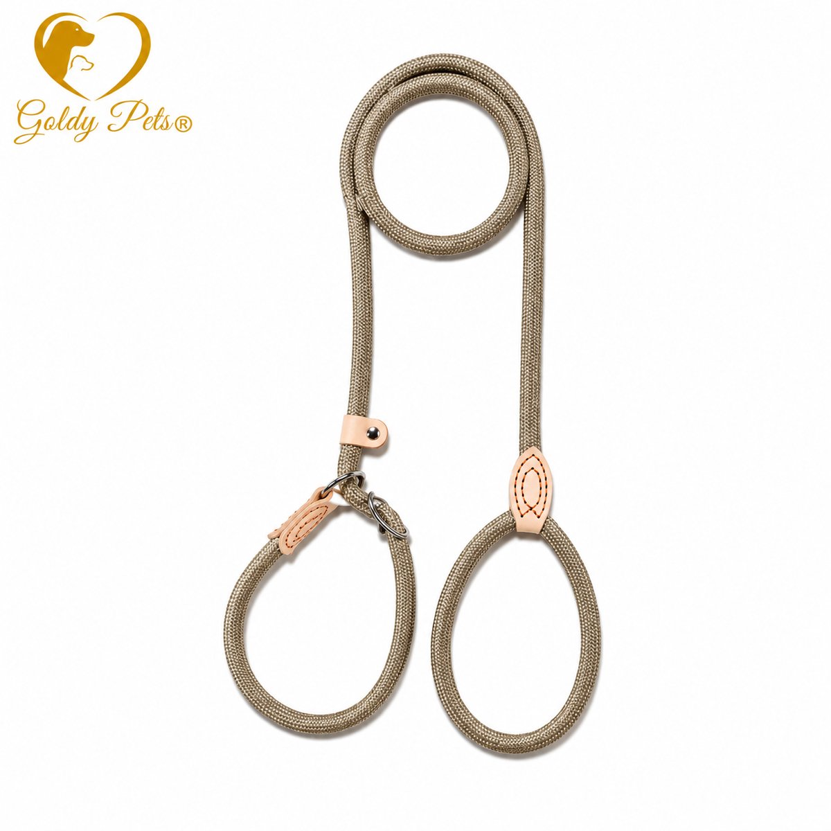 Goldy pets Retriever riem 8mm x 150cm Beige Hondenriem verstelbaar