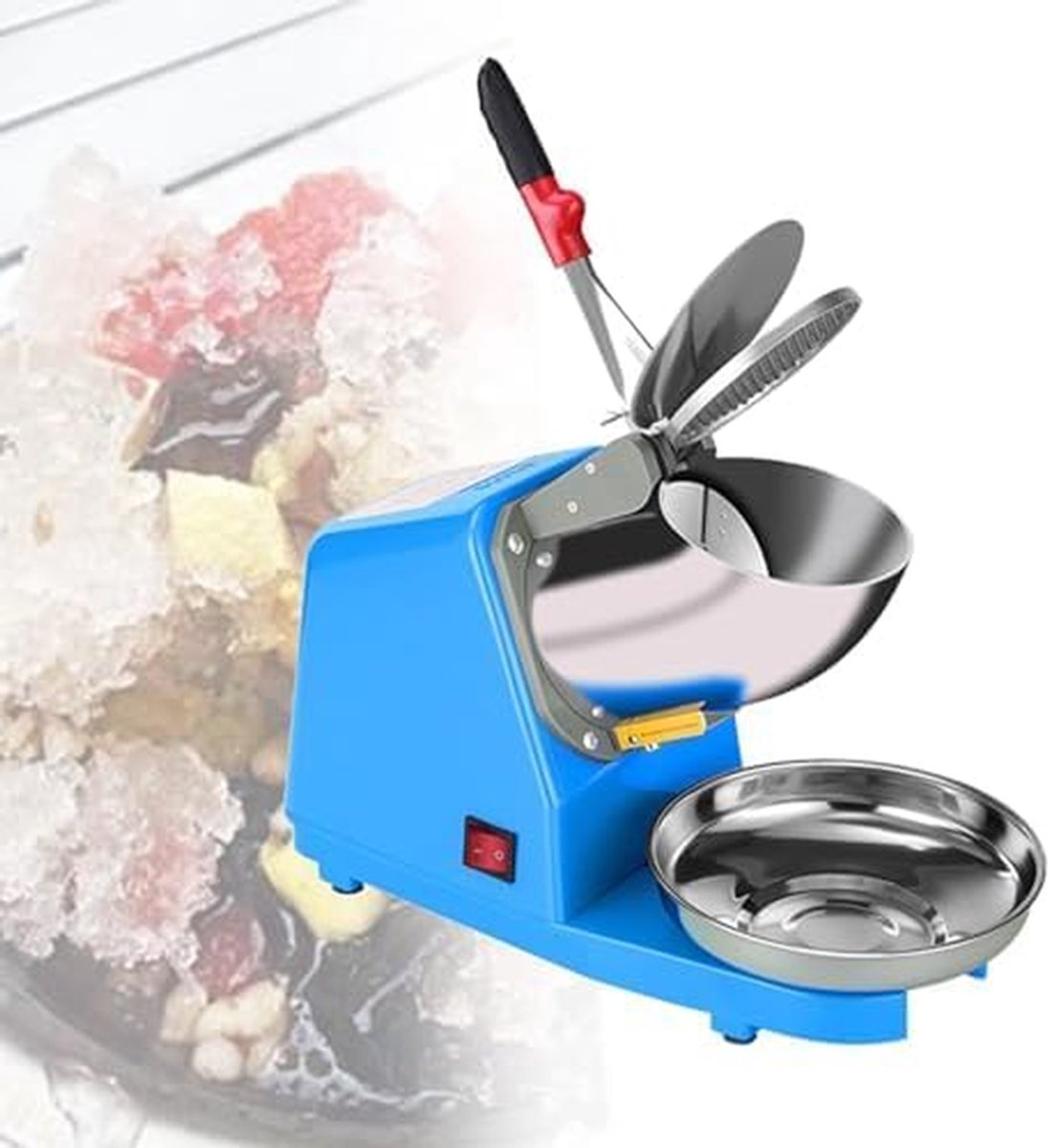 Elektrische ijsbreker - Crushed ice machine - Cocktails maken - Dubbele RVS messen - 85 kg per uur - Zilver