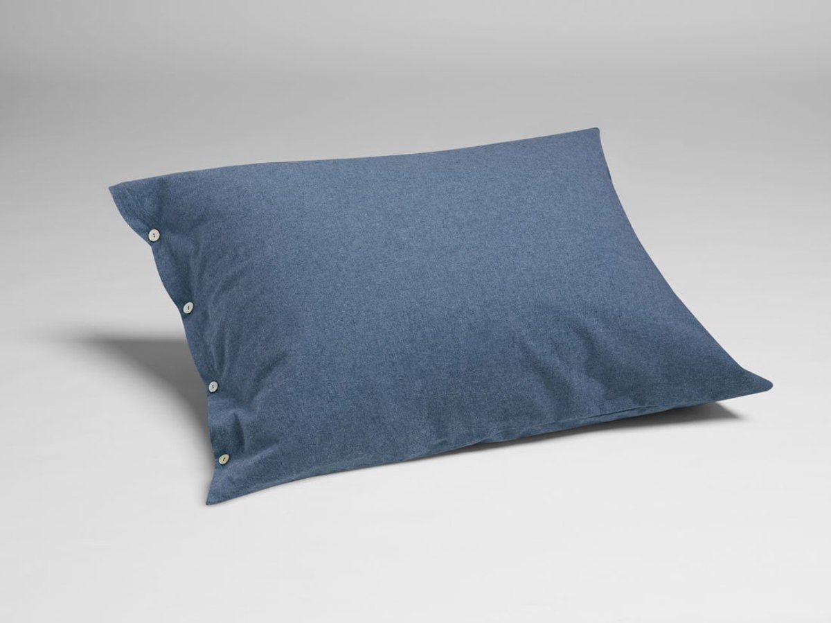 Yumeko kussensloop flanel denim blauw 65x65 - Biologisch & ecologisch - 1 stuk