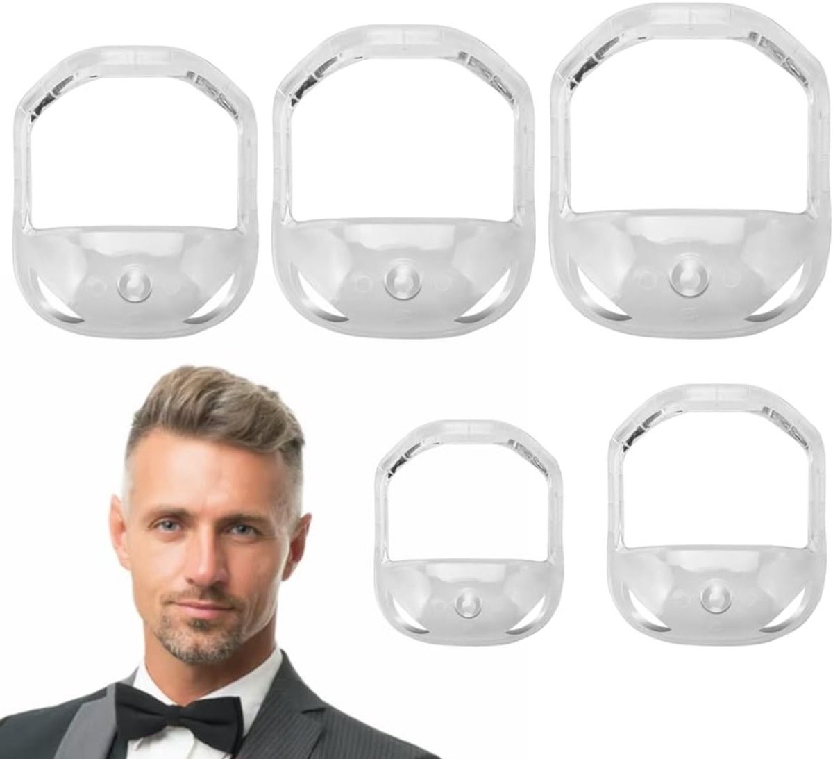 Goatee Scherptool voor Mannen - 5-delige Transparante Baardvormer met 5 Maten voor Perfecte Baardstijl en Precisie Styling