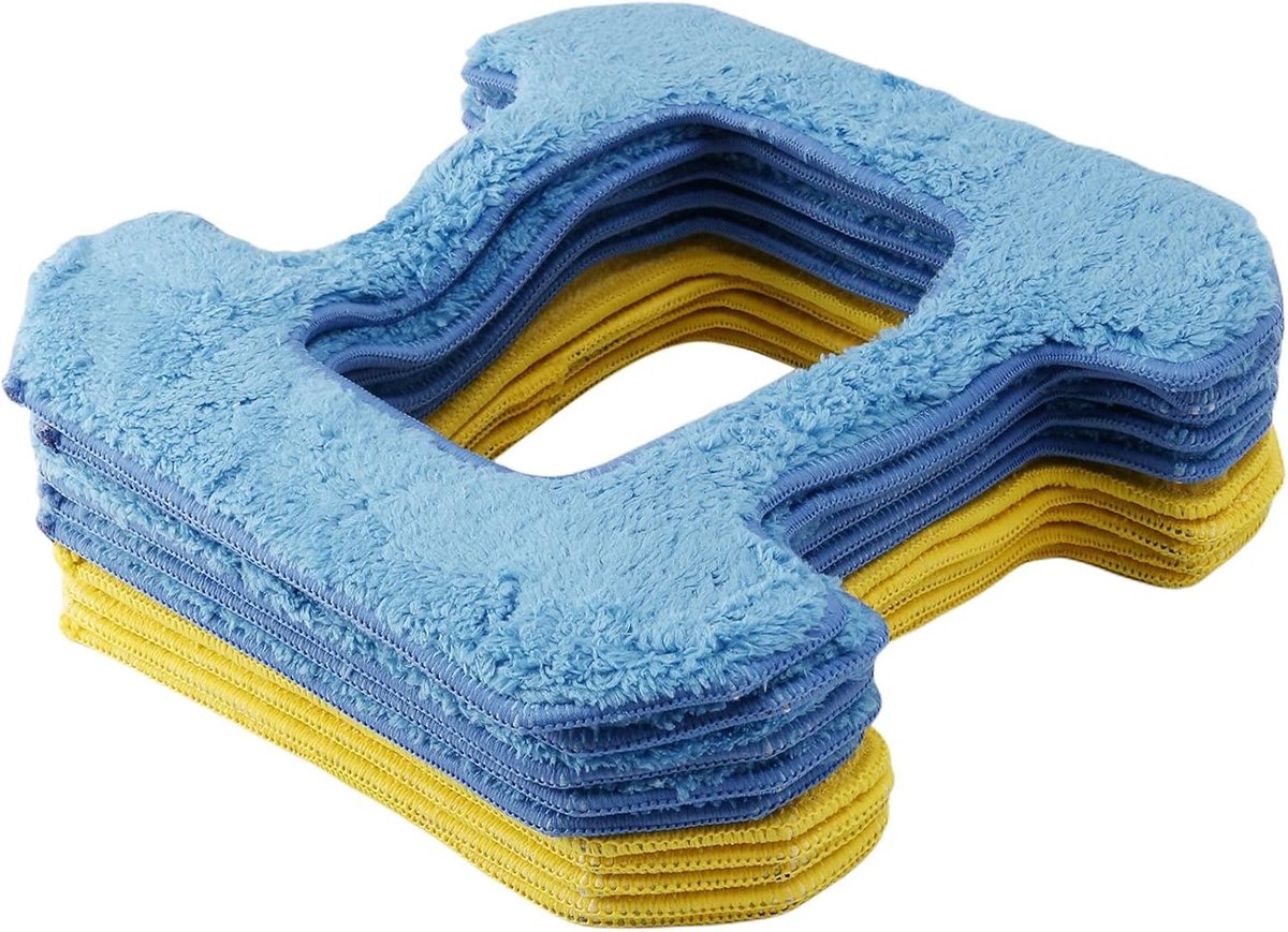 Ramen Reinigingsdoeken - Microvezel Pads - Streeploos Glanzend - Wasbaar Herbruikbaar - 10 Stuks - Blauw Geel
