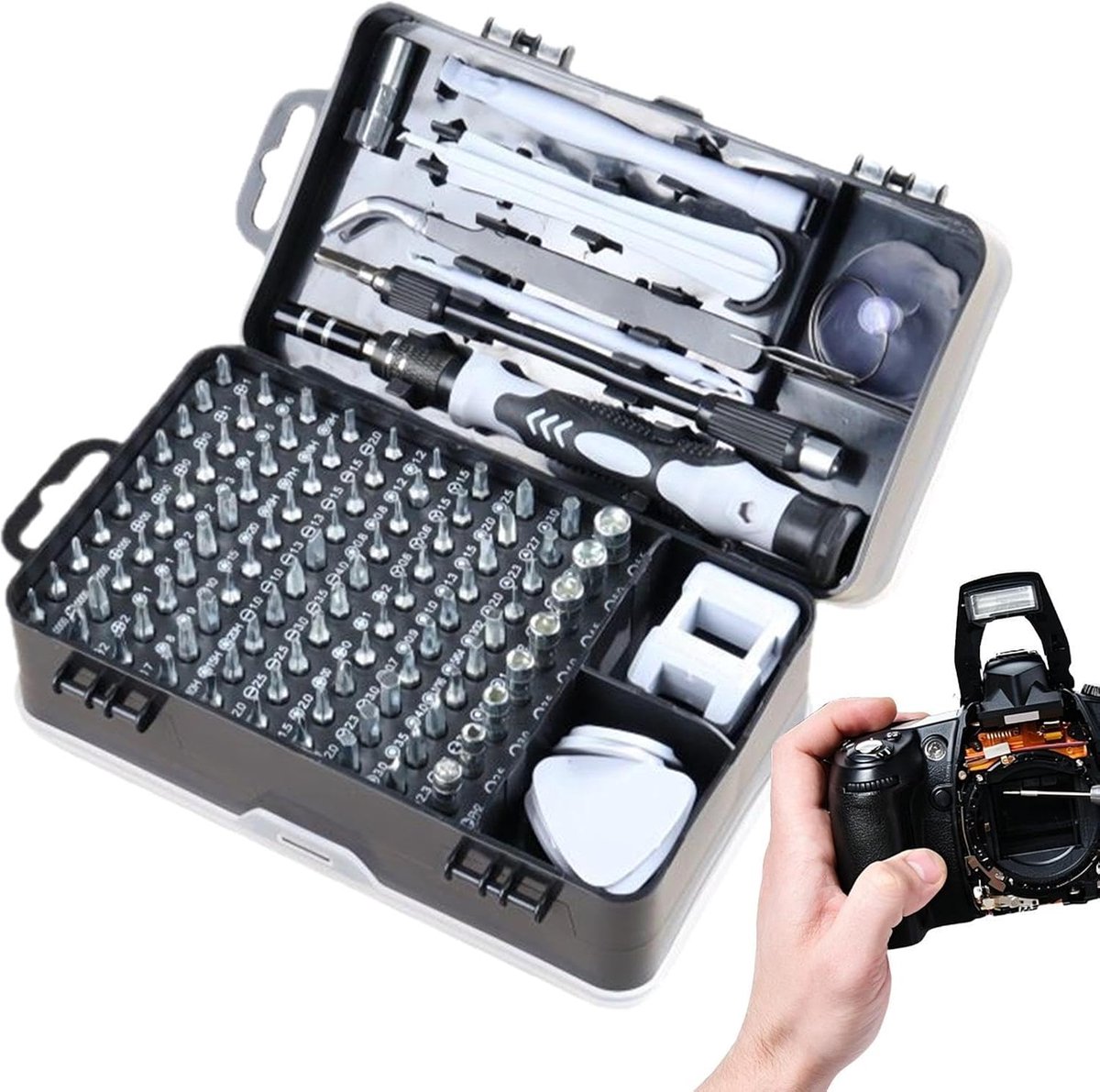 Precisie Schroevendraaierset - Magnetische Driver Kit - Elektronica Repareren - Sterke Magnetische Grip - 115-in-1 - Grijs