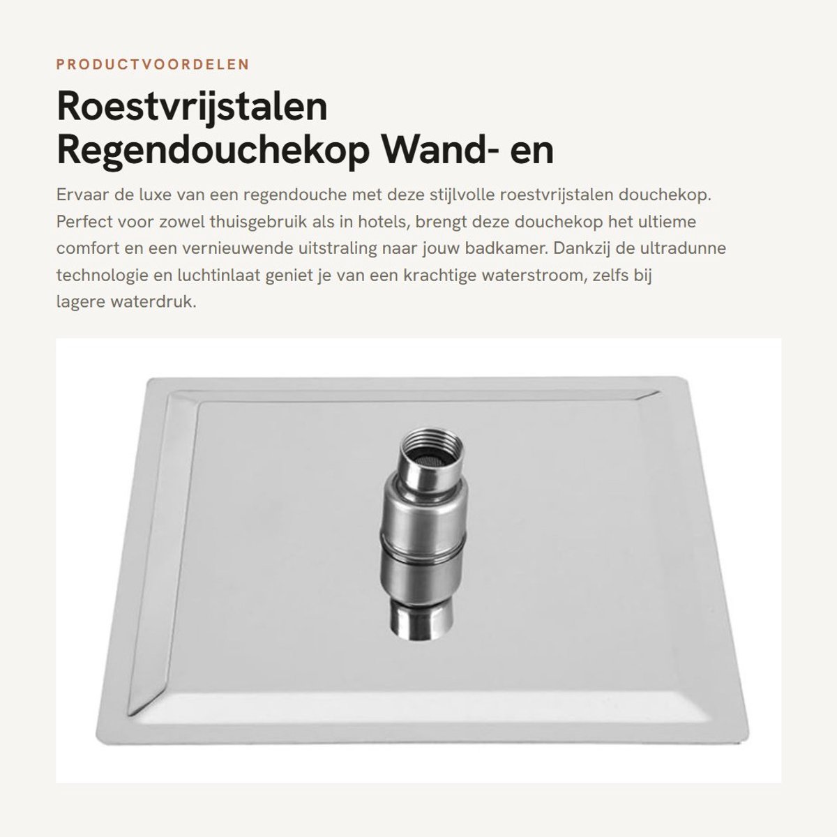 Dailygoods - Roestvrijstalen Regendouchekop - Wand- en Plafondmontage - Elegant ontwerp -