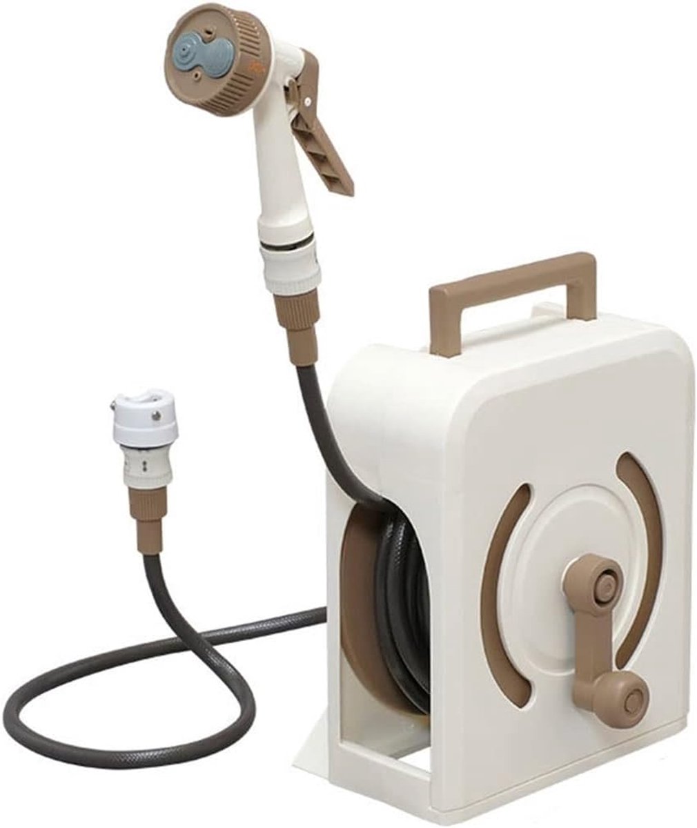 Slanghaspel Wagen - Waterslanghouder - Tuin Bewatering - Compact Ontwerp - Draagbaar - Beige