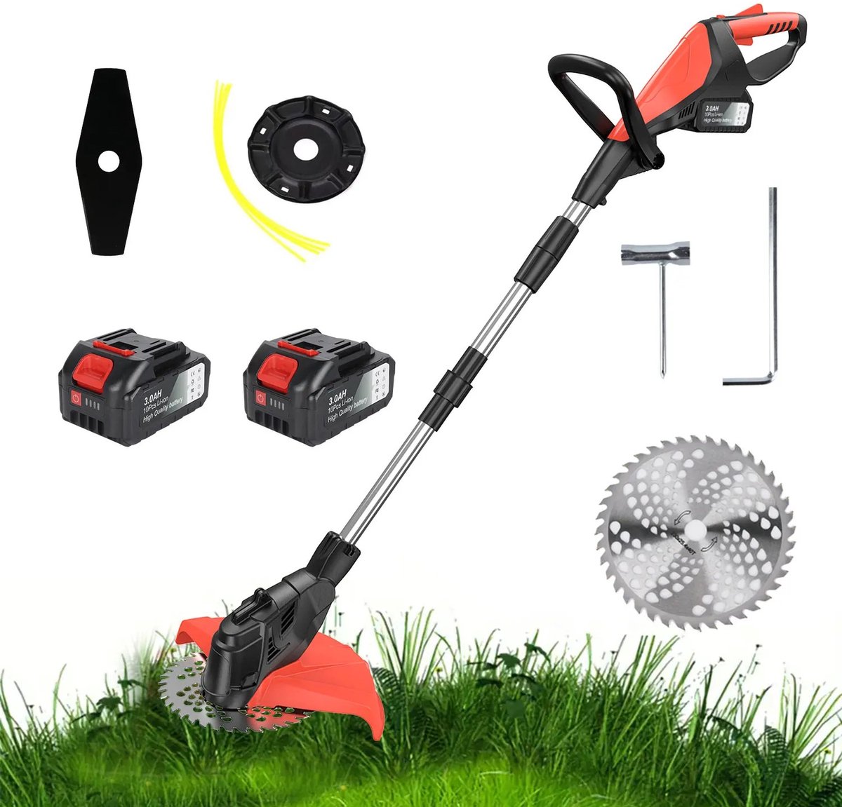 Dailygoods 9 inch borstelloze elektrische grasmaaier, telescopische grastrimmer, snoerloze tuin grasmaaier, trimmer gere
