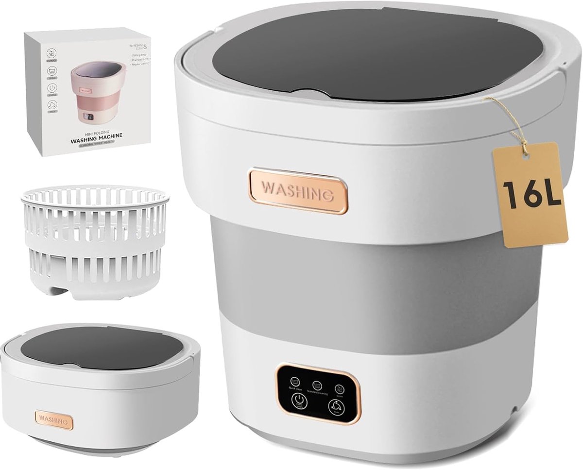 Draagbare Wasunit Mini Wasmachine Kleine Was Met Spinmand 16 Liter Wit