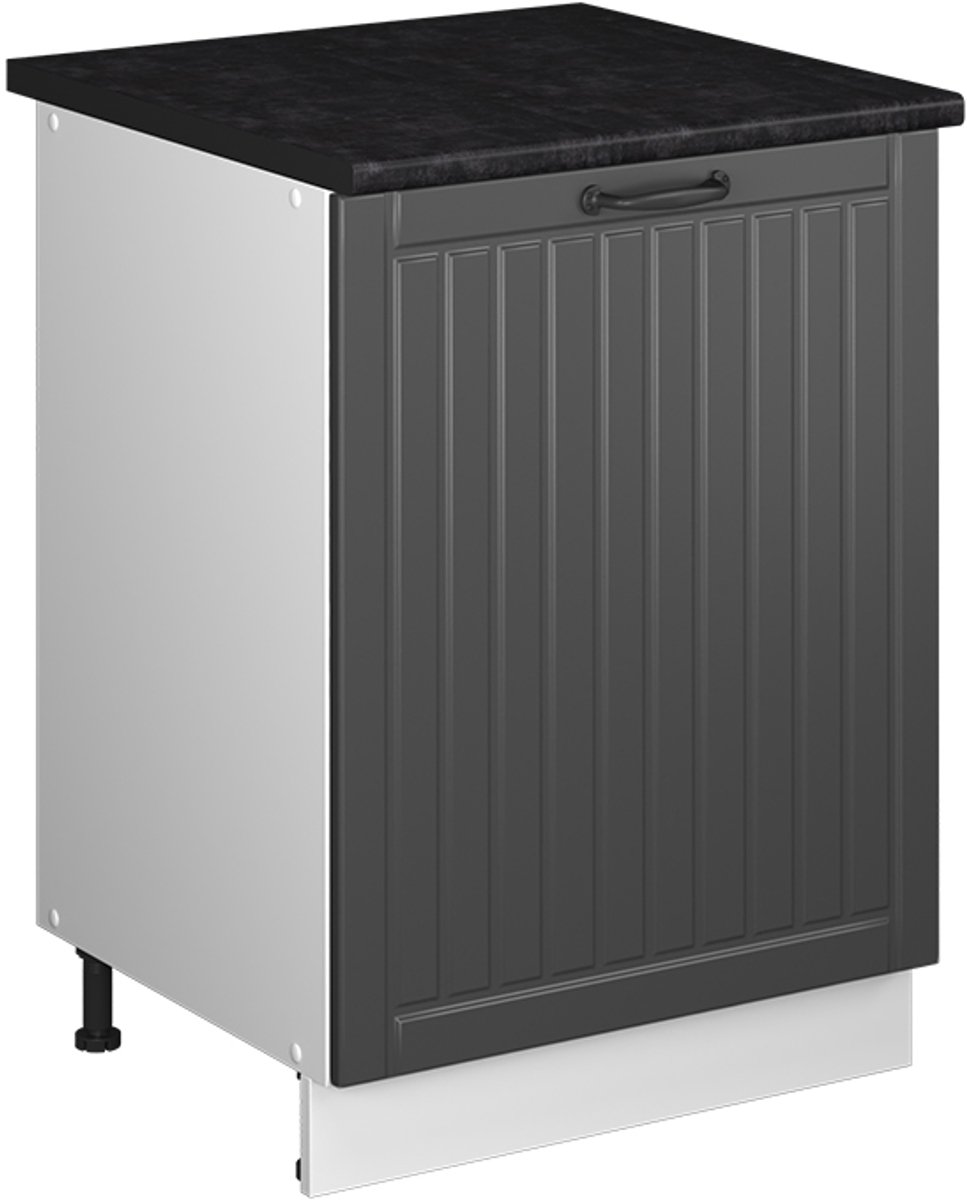 Vicco Keukenonderkast Fame-Line, Donkergrijs/Wit, 60 cm 1 deur met werkblad