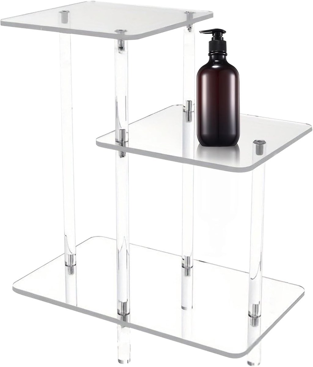 Acryl bijzettafel - Accenttafel - Opbergen Decoratie - 3 Niveaus - 43 x 25 x 58 cm - Transparant