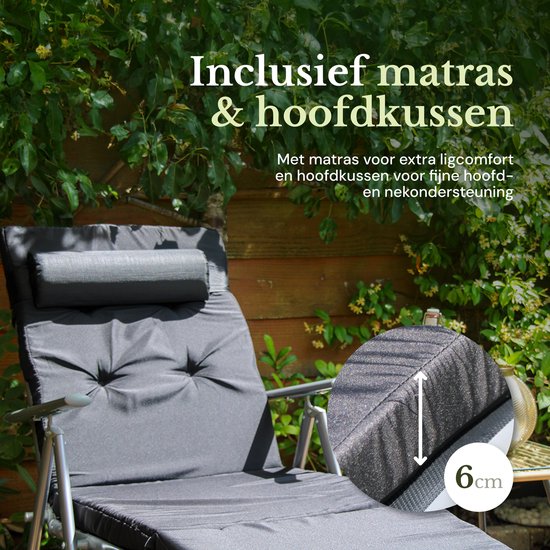 O'DADDY® Ligbed tuin - Zonnebed - Ligbedden - Ligbed opvouwbaar volwassenen - Ligbed opvouwbaar - Ligbed - Ligbed inklapbaar - Ligstoel - Ligstoel opvouwbaar - Ligbed tuin - Ligkussen - Zonnebed met hoofdsteun - Zwart van O'DADDY — afbeelding 3