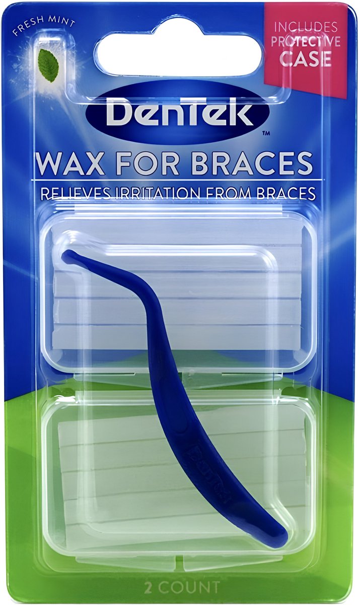 DenTek beugelwas - mint smaak - reisdoosje - 10 strips wax