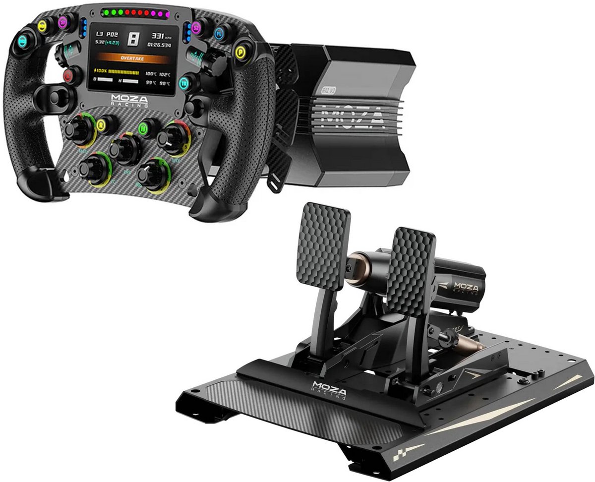 MOZA R12 V2 + FSR2 Wheel + MBooster Pedal Set – Complete Direct Drive Sim Racing Bundle 12Nm – Professionele PC Race Setup