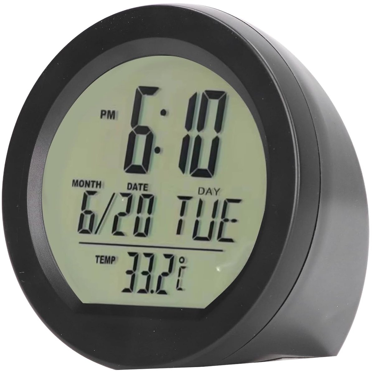Digitale Thermometer Klok - Auto Interieur - Temperatuur Monitoren - Zonne-energie Opladend - Extra Groot Display - Zwart