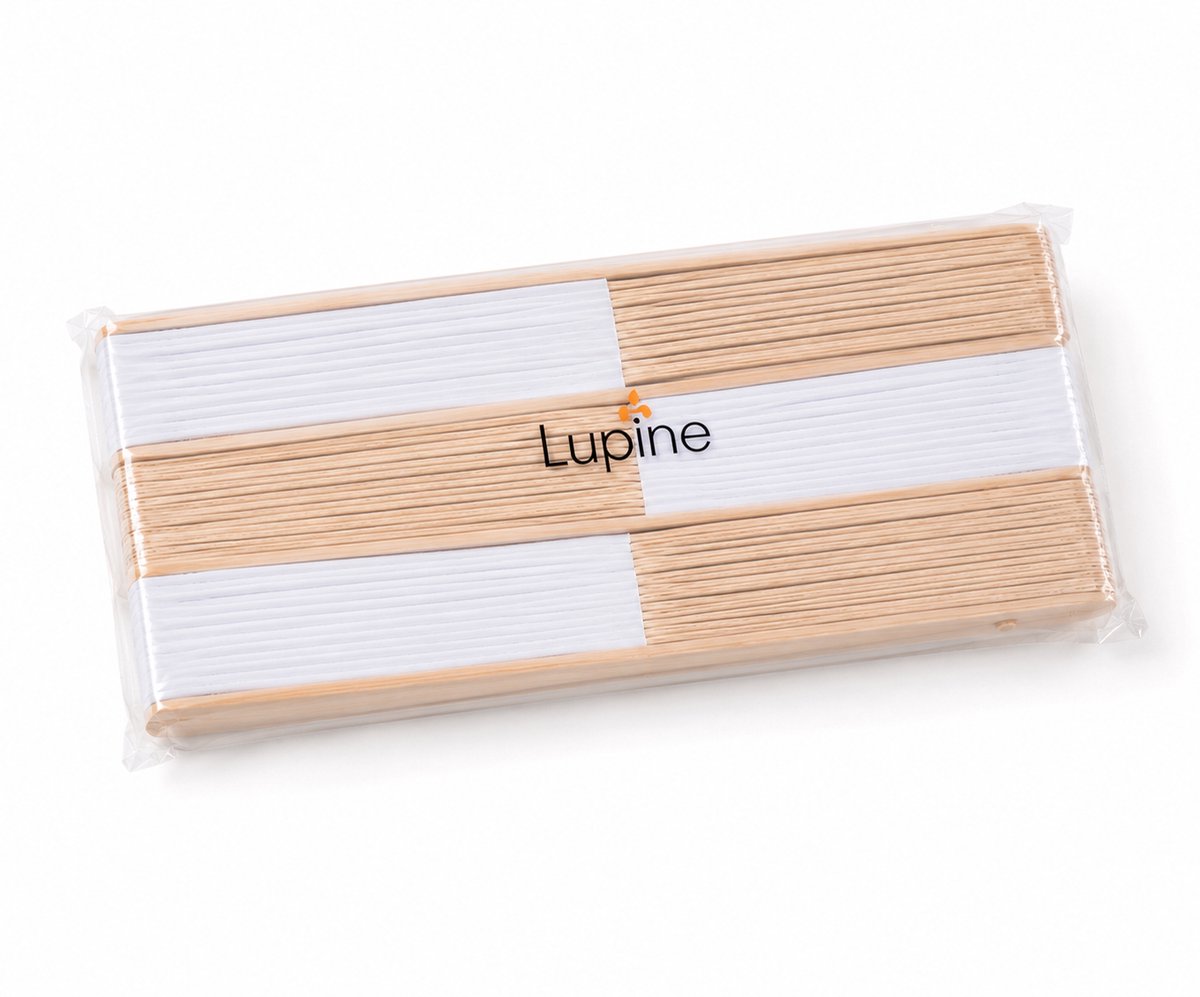 Lupine - Handwaaier - Set van 3 - Wit - Hout & Polyester - Waaier 41 x 22 cm — afbeelding 3