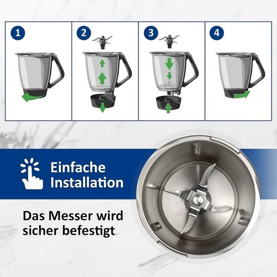 1 stuk - Vervangend mes voor keukenmachine - Scherp mes van roestvrij staal - Mixmes - hogesnelheidsmessen - 120*132*80 mm - Voor het malen en vermalen van keukeningrediënten - Zilver — afbeelding 3