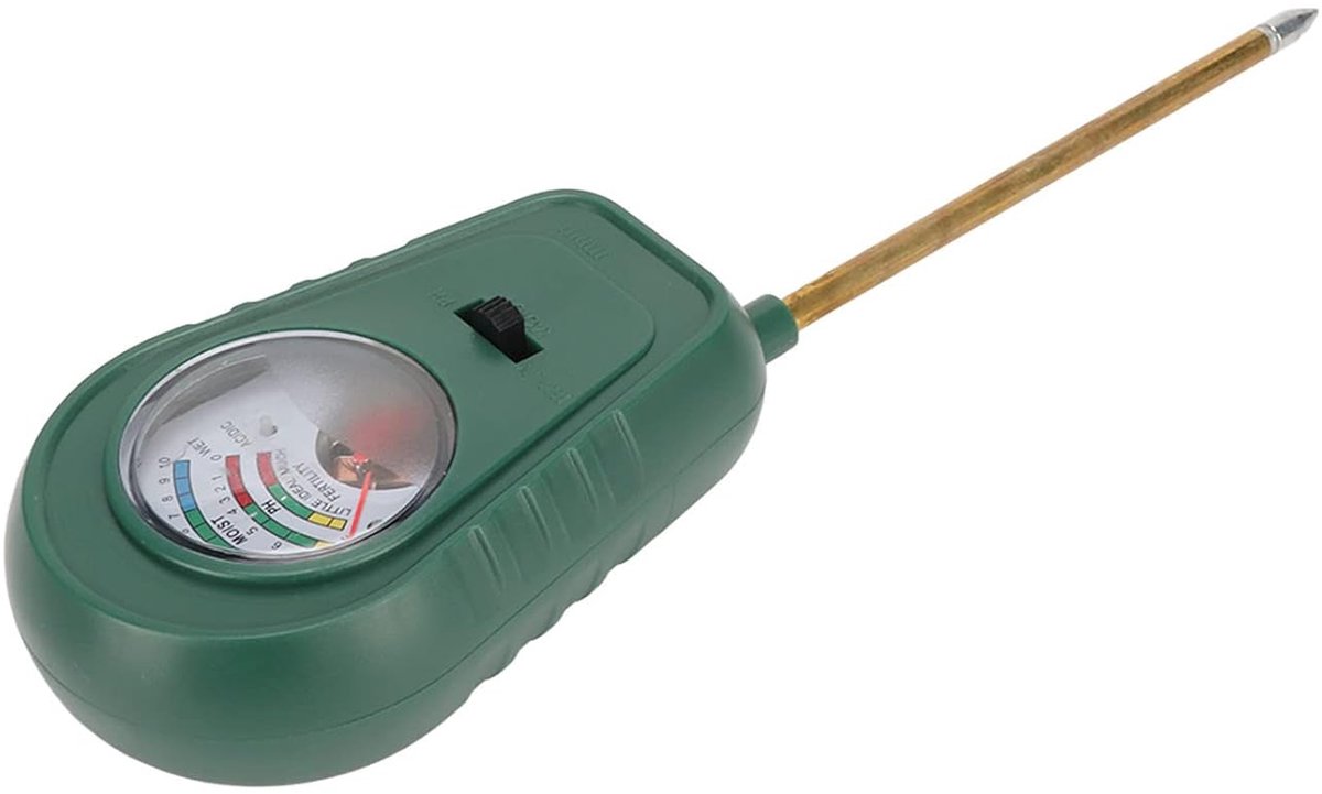 Bodemvochtmeter - Grondtester pH - Plantenverzorging - 4-in-1 meten - Grote wijzerplaat - Groen