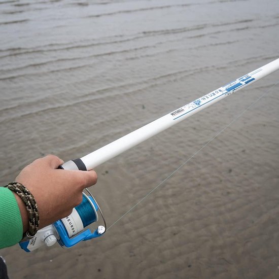 Vishengel Set - Zeehengel Molen - Bodemvissen Middellandse Zee - Telescopische Boothengel - 3.30m - Wit Blauw — afbeelding 4