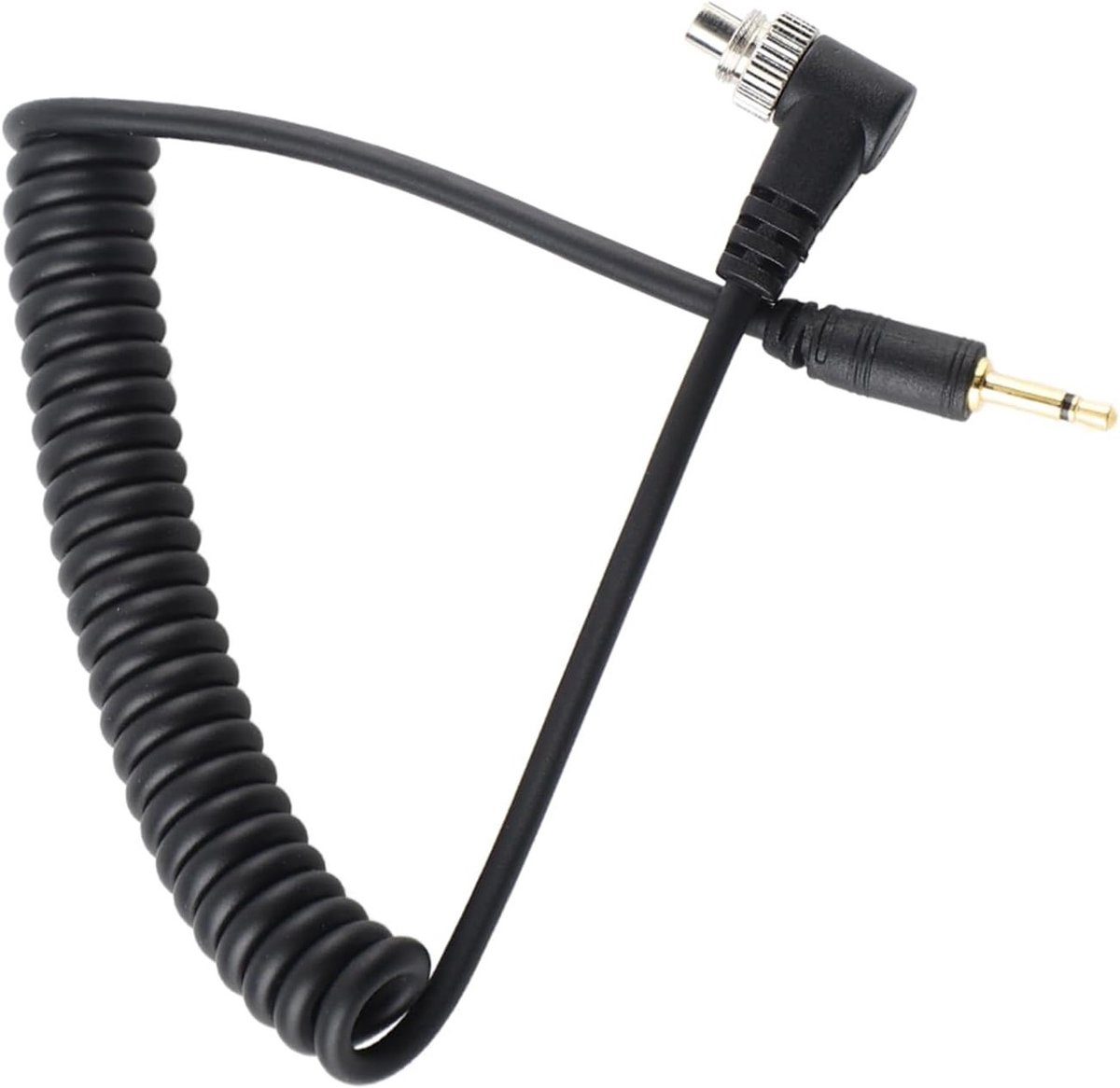Coiled 2.5mm Male Flash Sync Kabel met Schroefvergrendeling voor Camera's en Flitsers