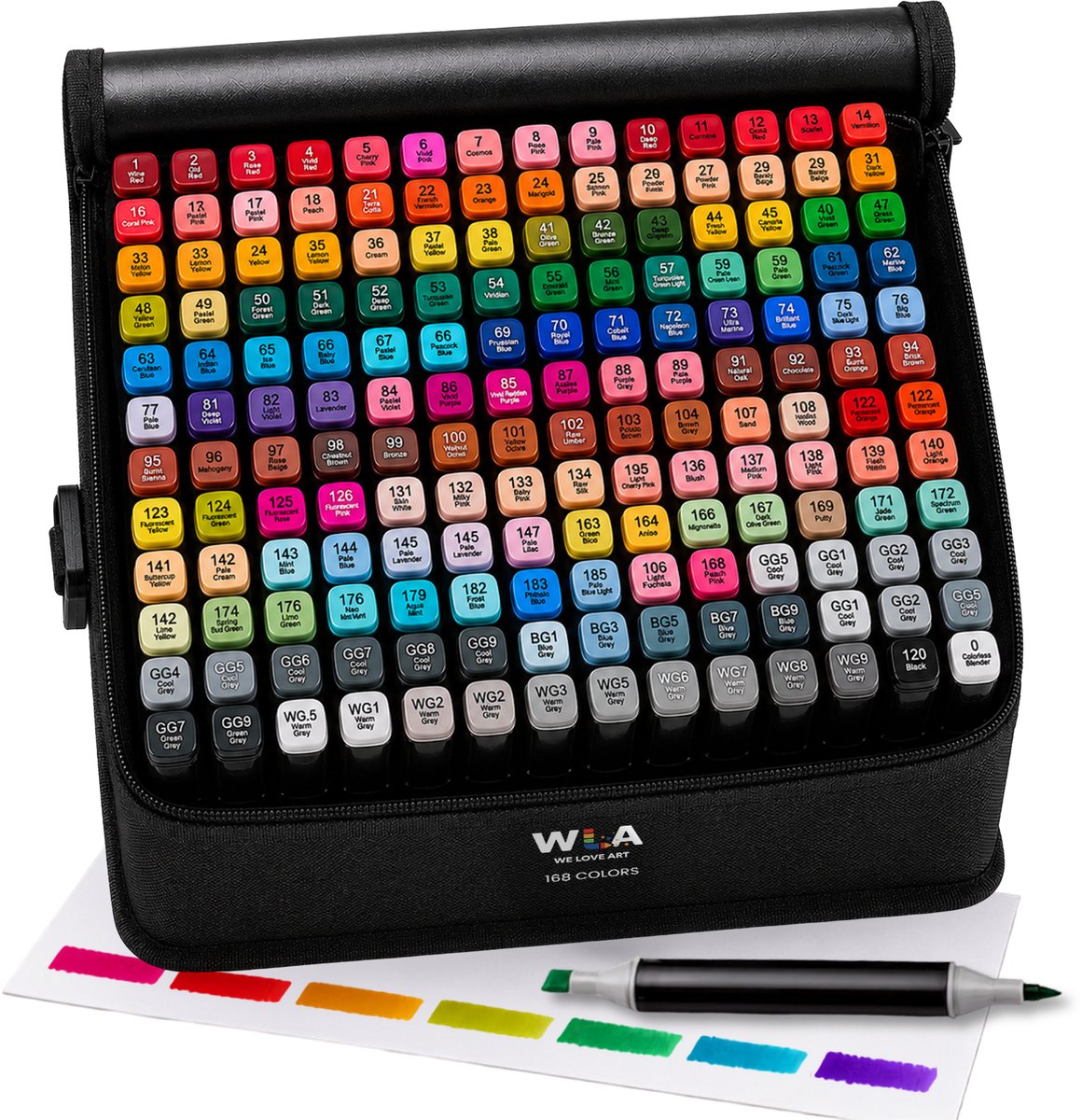 WLA Marker168 - Alcohol Markers - 168 kleuren - Twinmarkers - Markeerstiften - Voor Kinderen en Volwassenen - Stiften