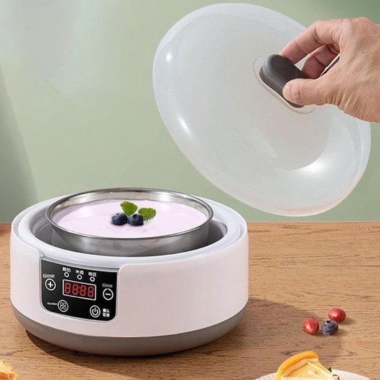 Yoghurtmaker - Dessertapparaat - Zelf Yoghurt Maken - Instelbare Tijd Temperatuur - 21.6 x 21.6 x 15.5 cm - Wit — afbeelding 4