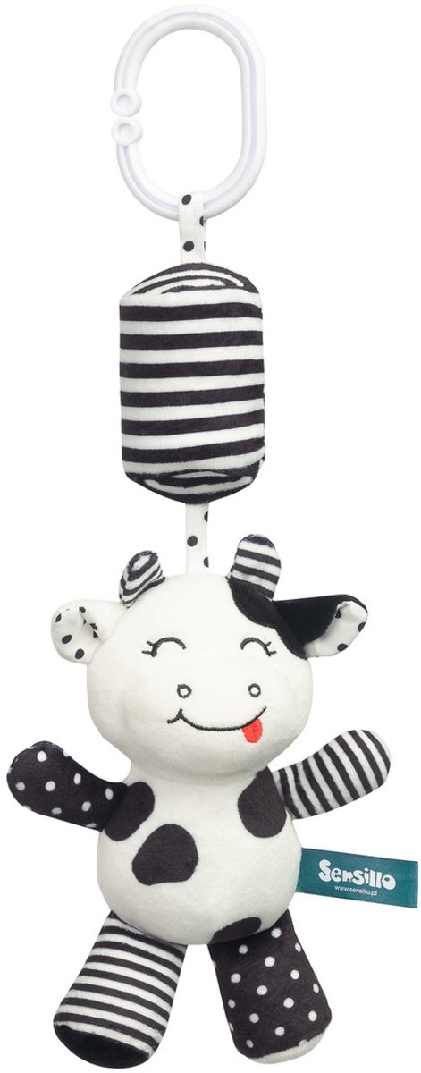 Sensillo Black&White Koe Hangspeeltje voor Kinderwagen - Geluid