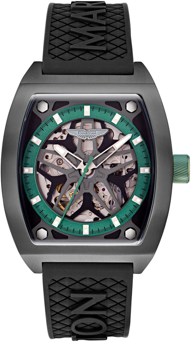 Aston Martin Trg W Mechanisch Automatisch Horloge Zwart Kast Gemaakt Van 100% Titanium En Een Armband Van 100% Siliconen 41 MTRT1F5013E, MTRT1F5023E