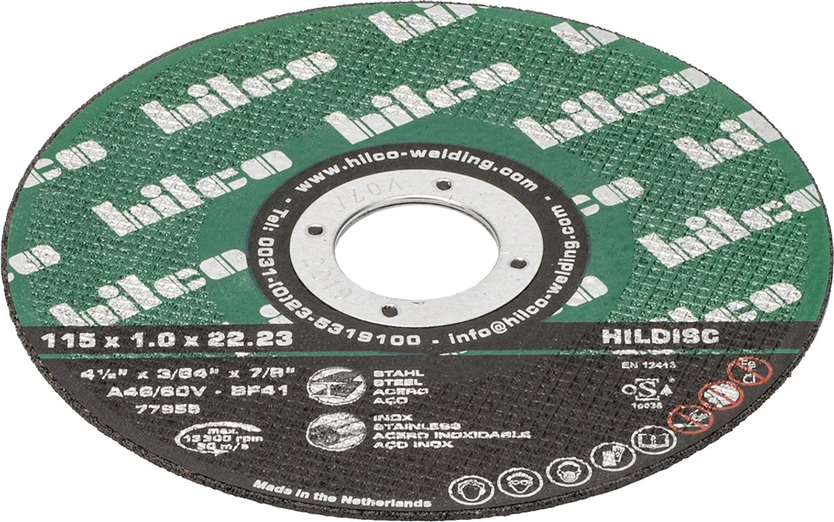 Hilco Snijschijven - Slijpschijven - 115 x 2,5 x 22,23 - 25 stuks - Type 41 - Doorslijpschijf voor Staal & RVS (oSa gecertificeerd - EN 12413) - A 24/30 S-BF41