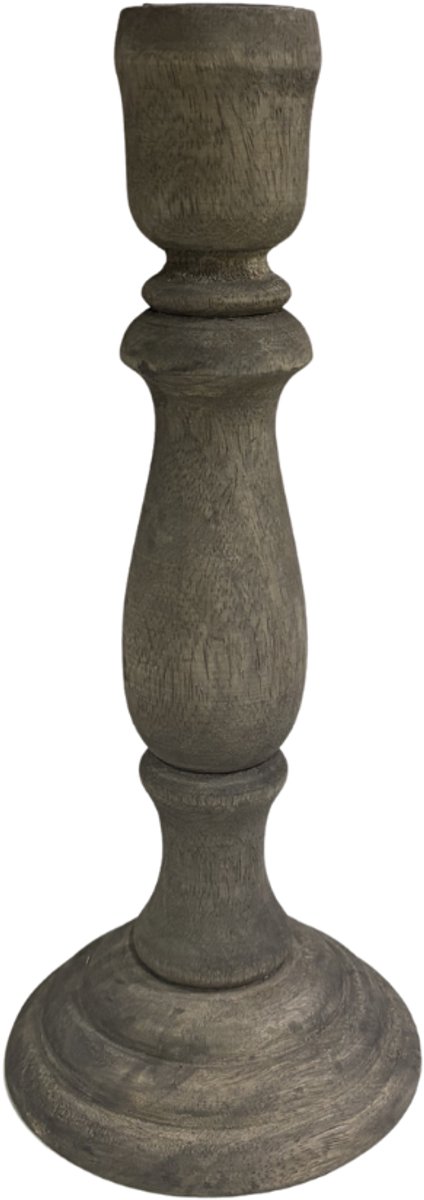 by Mooss - Kandelaar - Hout - Old Brown - 25cm - Landelijk - Sober - Stoer - Hip - Trendy - Decoratie - Decoratief - Gezellig